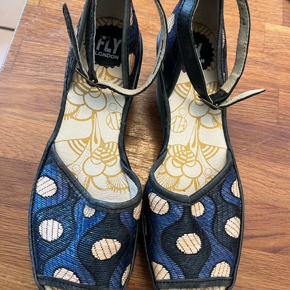 Fly London Women's Blue and Black Shoes